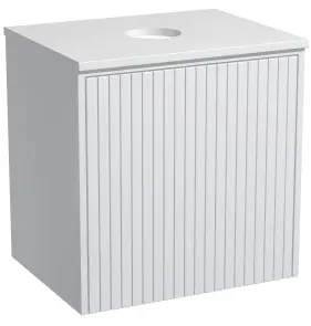 Тумба навесная Milleau CUBE 60 со столешницей для ванной комнаты, белая №1