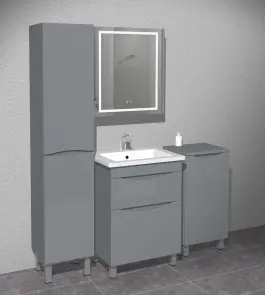 Тумба для підлоги Milleau PARALLEL 60 c умивальником Комо 60см для ванної кімнати, графіт №5