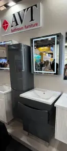 Тумба напольная Milleau ALFA 80 c умывальником Комо 80см для ванной комнаты, графит №4