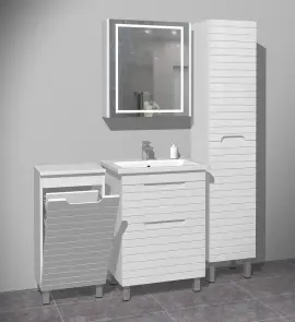 Тумба для підлоги Milleau PARALLEL 60 c умивальником Комо 60см для ванної кімнати, біла №2