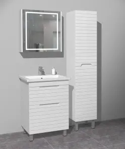 Тумба для підлоги Milleau PARALLEL 60 c умивальником Космо 60см для ванної кімнати, біла №3