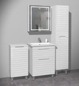 Тумба для підлоги Milleau PARALLEL 60 c умивальником Космо 60см для ванної кімнати, біла №4