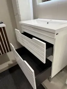 Тумба навесная Milleau PARALLEL 60 c умывальником Космо 60см для ванной комнаты, белая №7