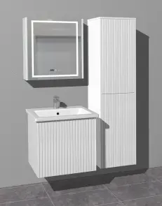 Тумба навесная Milleau CUBE 60 c умывальником Комо 60см для ванной комнаты, белая №4