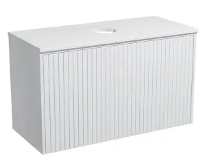 Тумба навісна Milleau CUBE 100 зі стільницею для ванної кімнати, біла №1