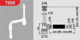Сифон AVT для умывальника бутылочный 1 1/4" x 40 мм с резьбовым выпуском