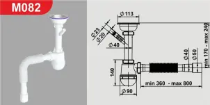 Сифон AVT для кухонной мойки бутылочный 1 1/2" x 40 мм №2