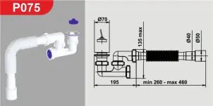 Сифон AVT для душового піддону прямоточний 1 1/2" x 40 мм №2