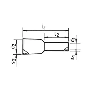 Наконечник трубчатий, ізольований, чорний 1,5x8,0 №2