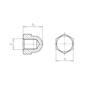 Гайка шестигранна ковпачкова DIN1587-A - 6 (A2K) - SW30, M20 №2