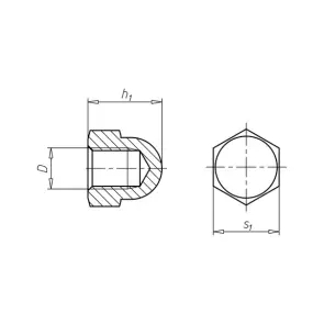 Гайка шестигранна ковпачкова DIN1587-A - 6 (A2K) - SW8, M5 №2