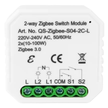 Розумний вимикач Tervix Pro Line ZigBee Switch (2 клавіші), без нуля