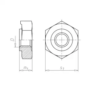 Гайка шестигранная приварная DIN929 - SW22, M14, без покрытия №4