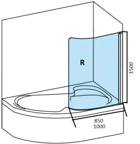 Штора для ванни CVSK1 ROSA 140/150 L Сатин TRANSPARENT №2