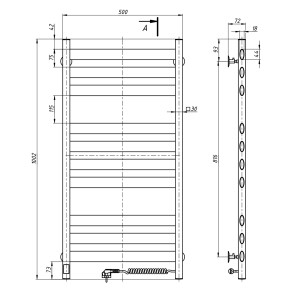 Рушникосушка електрична NAVIN Ellipse 500х1000 Sensor права, хром №6