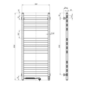 Полотенцесушитель электрический NAVIN Ellipse 500х1200 Sensor правый, черный муар №5