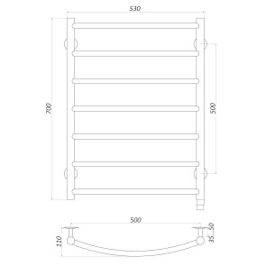 Рушникосушарка UNIO LD ER 700-500-7 BLK Драбинка Дуга електро чорна №5