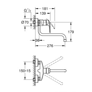 Смеситель для кухни для настенного монтажа Grohe Eurosmart New 32224003 №4