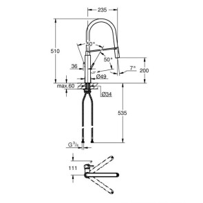 Змішувач для кухні з гнучким виливом Grohe Concetto new 31491000 №5