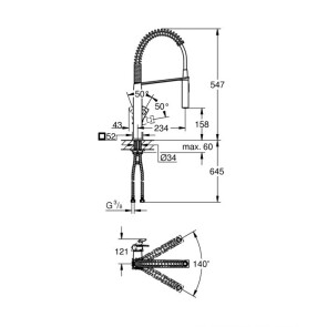 Змішувач для кухні з гнучким виливом Grohe Eurocube 31395DC0 №2