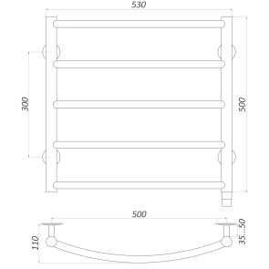 Рушникосушарка UNIO LD EL 500-500-5 BLK Драбинка Дуга електро чорна №5