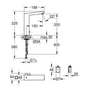 Змішувач для раковини з сенсорним керуванням Grohe Eurocube E 36441000 №2