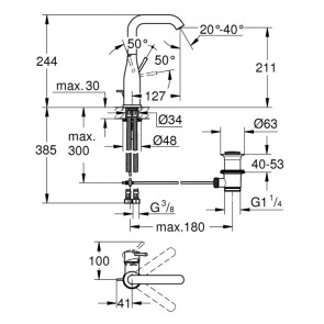 Змішувач для раковини L-розміру Grohe Essence New 32628001 №5