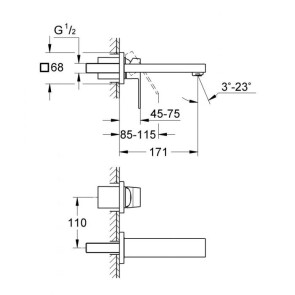 Смеситель для раковины скрытого монтажа Grohe Eurocube 19895000 №2