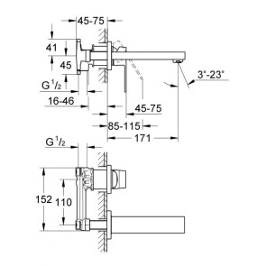 Смеситель для раковины скрытого монтажа Grohe Eurocube 19895000 №3