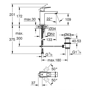 Смеситель для раковины M-размера Grohe Eurocube 23445000 №3