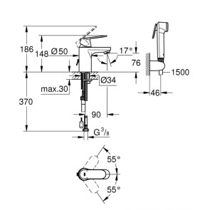 Змішувач для раковини S-розміру Grohe Eurosmart Cosmopolitan 23125000 №2