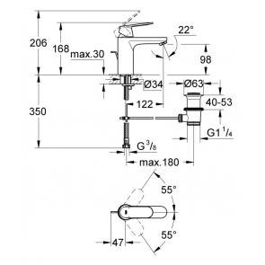 Смеситель для раковины М-размера Grohe Eurosmart Cosmopolitan 23325000 №2