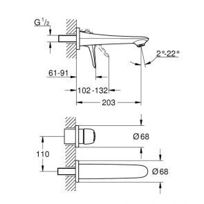 Змішувач для раковини прихованого монтажу Grohe Eurostyle 19571003 №2