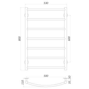 Рушникосушарка UNIO LD W 800-500-7 Драбинка Дуга вода №4