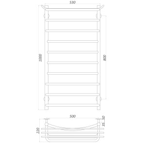 Рушникосушарка UNIO Zp W 1000-500-10 Зета з полицею вода №5