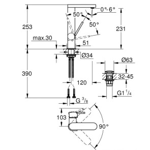 Смеситель для раковины L-размера Grohe Plus 23873003 №2