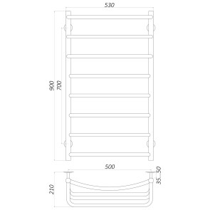 Рушникосушарка UNIO LКD W 900-500-8 Драбинка Каскад Дуга вода №4