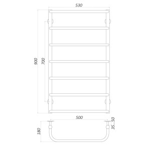 Полотенцесушитель UNIO LS W 900-500-7 Лесенка Скоба вода №4