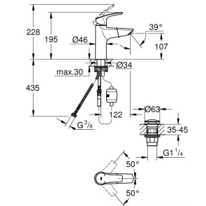 Змішувач для раковини з висувним виливом Grohe Eurosmart New 23976003 №4