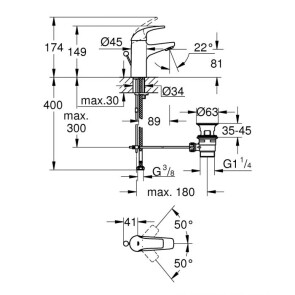 Смеситель для раковины S-размера Grohe StartCurve 23805000 №2