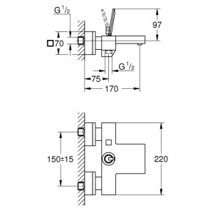 Смеситель для ванны Grohe Eurocube Joy 23666000 №3