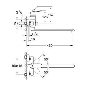 Смеситель для ванны с длинным изливом Grohe Eurosmart Cosmopolitan 32847000 №2