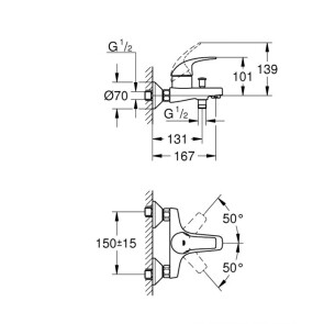 Смеситель для ванны Grohe StartCurve 23768000 №2