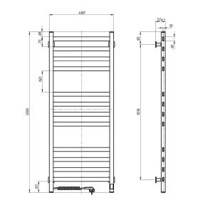 Рушникосушка електрична NAVIN Авангард 480х1200 Sensor, чорний муар, права, таймер №6