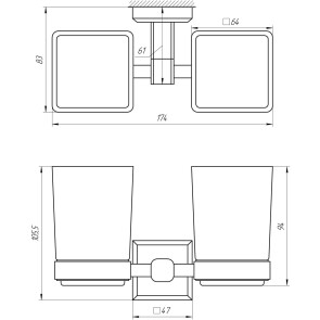 Стакан двойной TOPAZ TКВ 9928A-BL черный №3