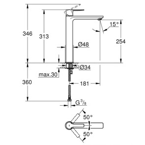 Змішувач на стільницю для раковини XL-розміру Grohe Lineare New 23405001 №4