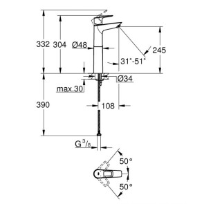 Змішувач на стільницю для раковини XL-розміру Grohe BauLoop New 23764001 №3