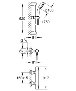 Термостат для душа с душевым гарнитуром Grohe Precision Flow 34841000 №3