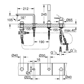 Змішувач на борт ванни на 4 отвори Grohe Lineare New 19577001 №2