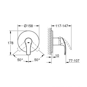 Смеситель скрытого монтажа для 1 потребителя Grohe Eurosmart 24042002 №2